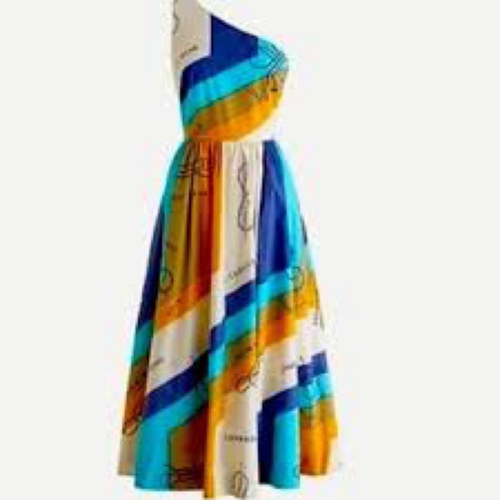 J.Crew NWT One shoulder dress in Ratti Sail Away Print, 6 - Picture 2 of 7